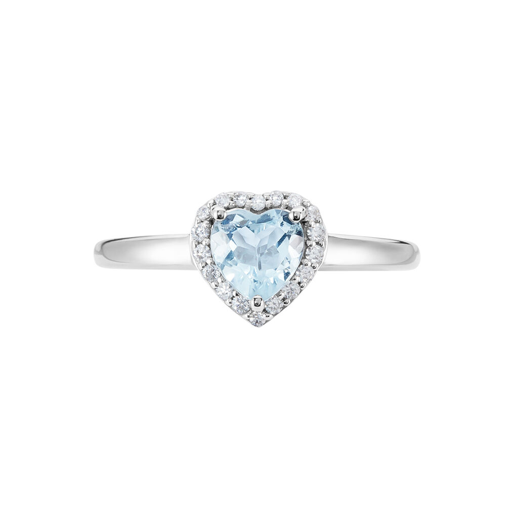 Bague Meliora Or Blanc Topaze Bleu Sky Oxyde De Zirconium