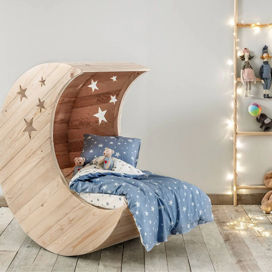 hibboux® Bettwäsche-Set Star Kids Duvet Cover Set Blue