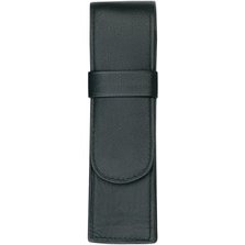 Etui pour stylo, pour 2 stylos, noir, cuir véritable