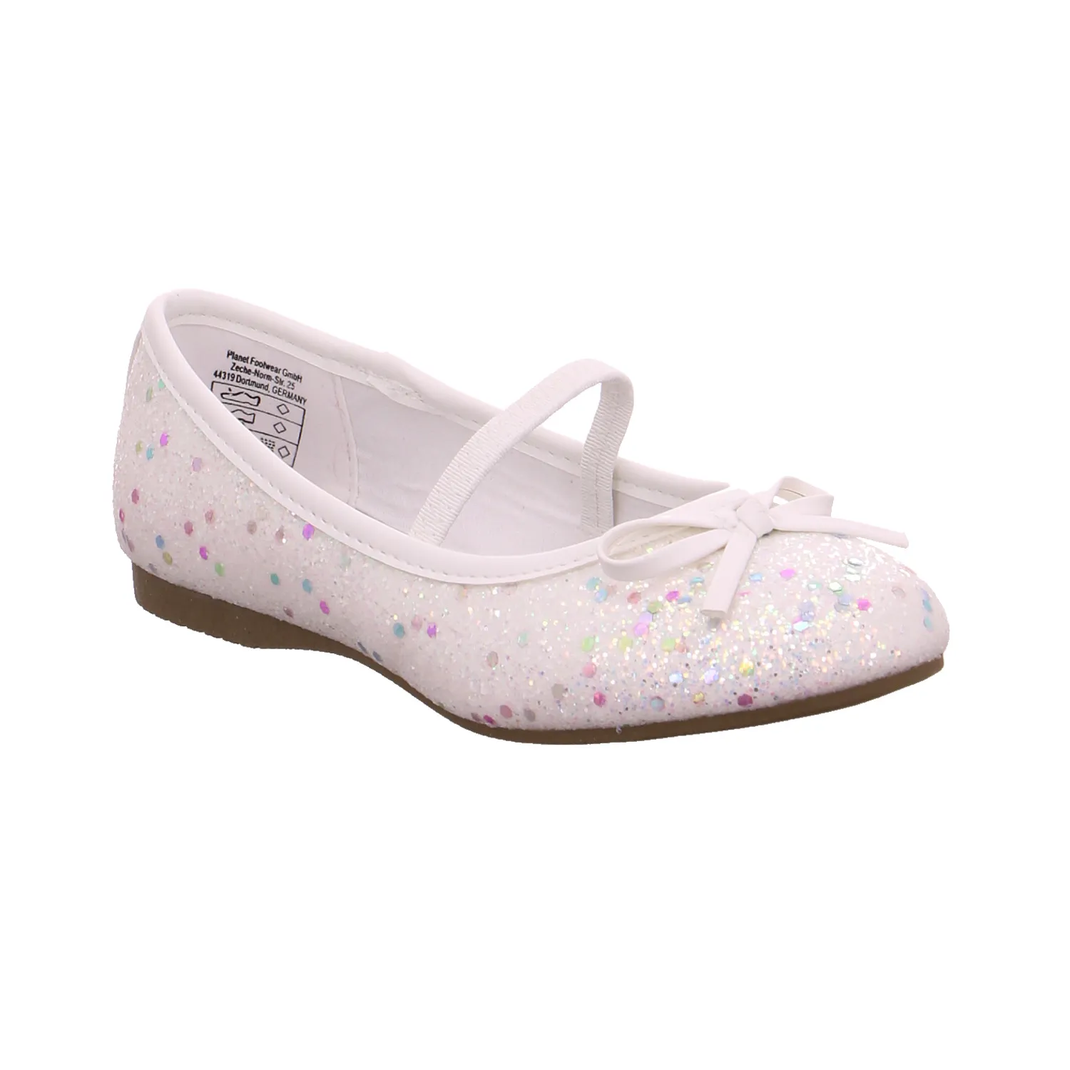 INDIGO Mädchen-Ballerina Weiss Lederimitat  Festlicher Schuh