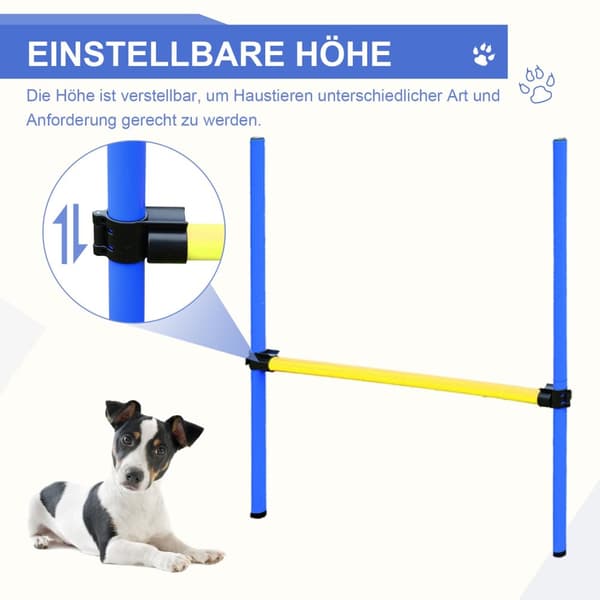 Agility Treningssett Slalåm Hekk Tunnel Hundesport Treningsområde Pe+Polyester Blå+Gul