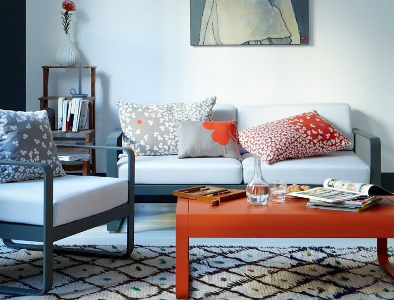 Fermob Bellevie fauteuil kussen wit Chili