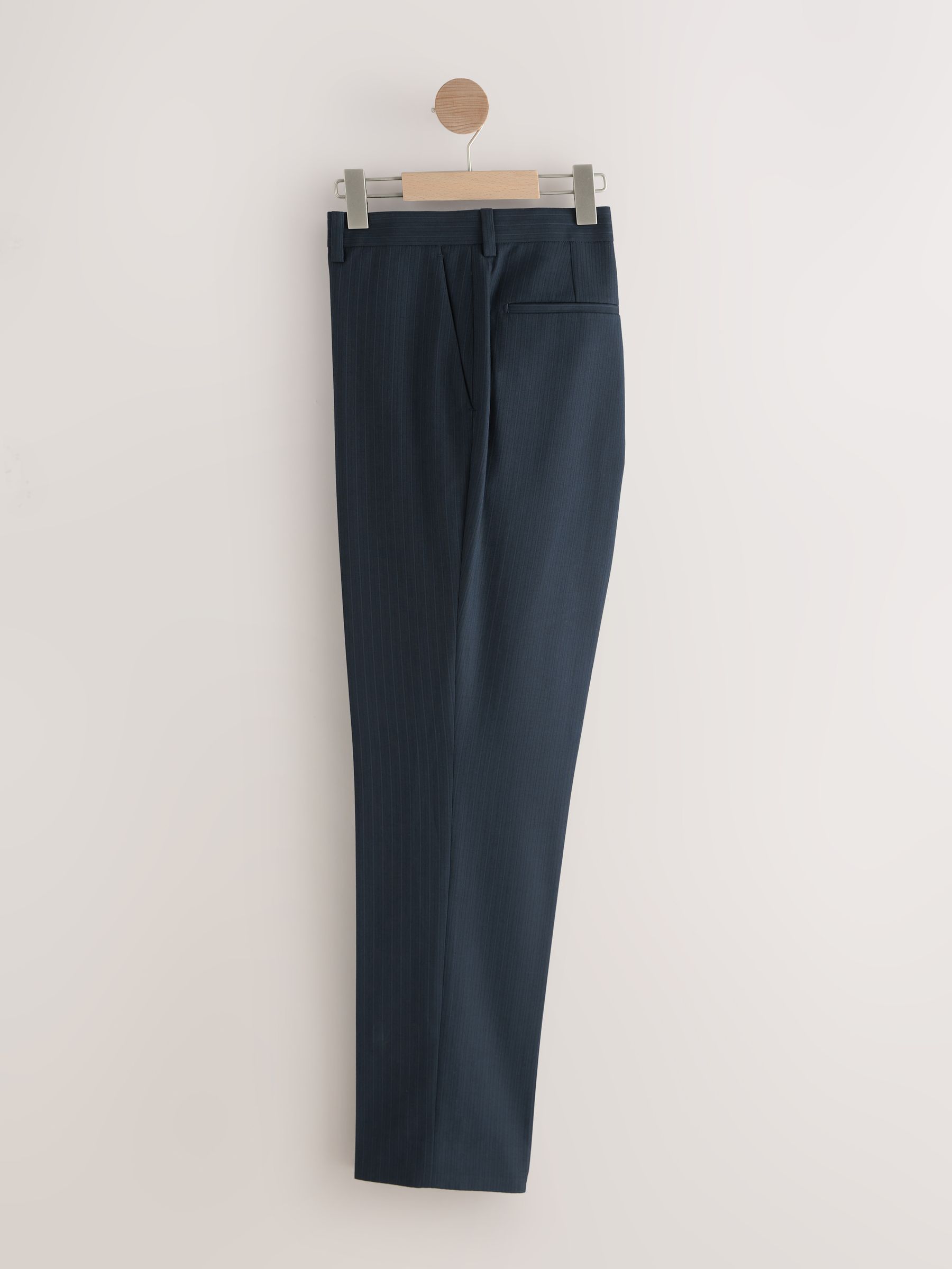 Donkerblauw - Slim-fit gestreepte kostuumbroek