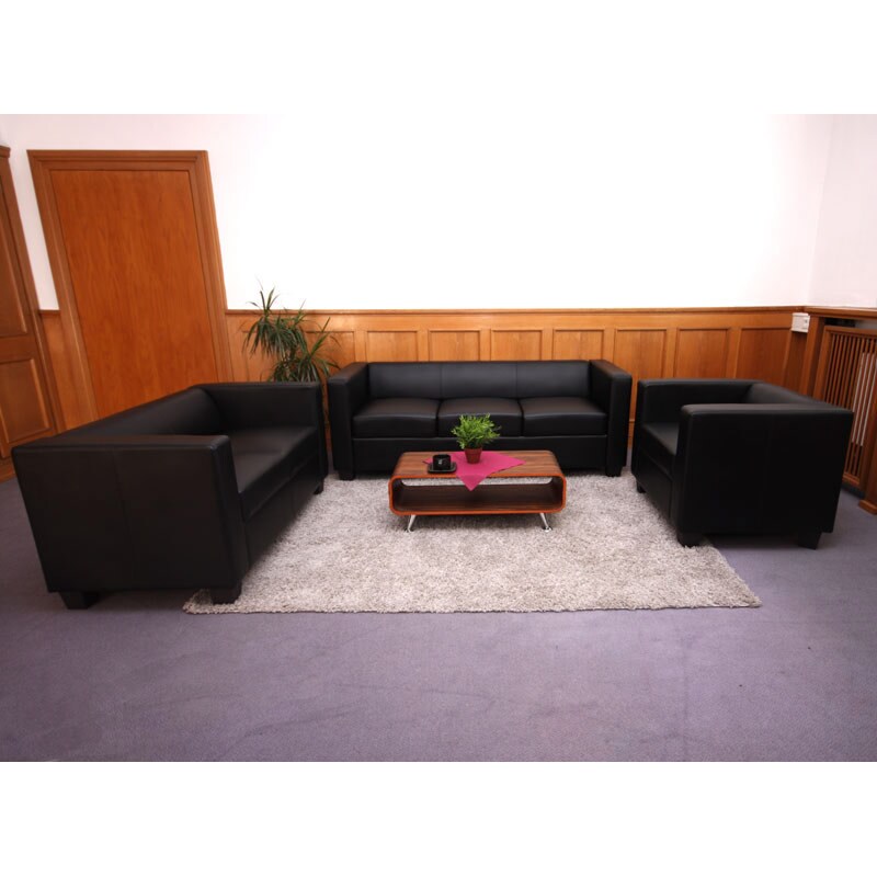 3-2-1 Couchgarnitur Lille ~ Leder, schwarz