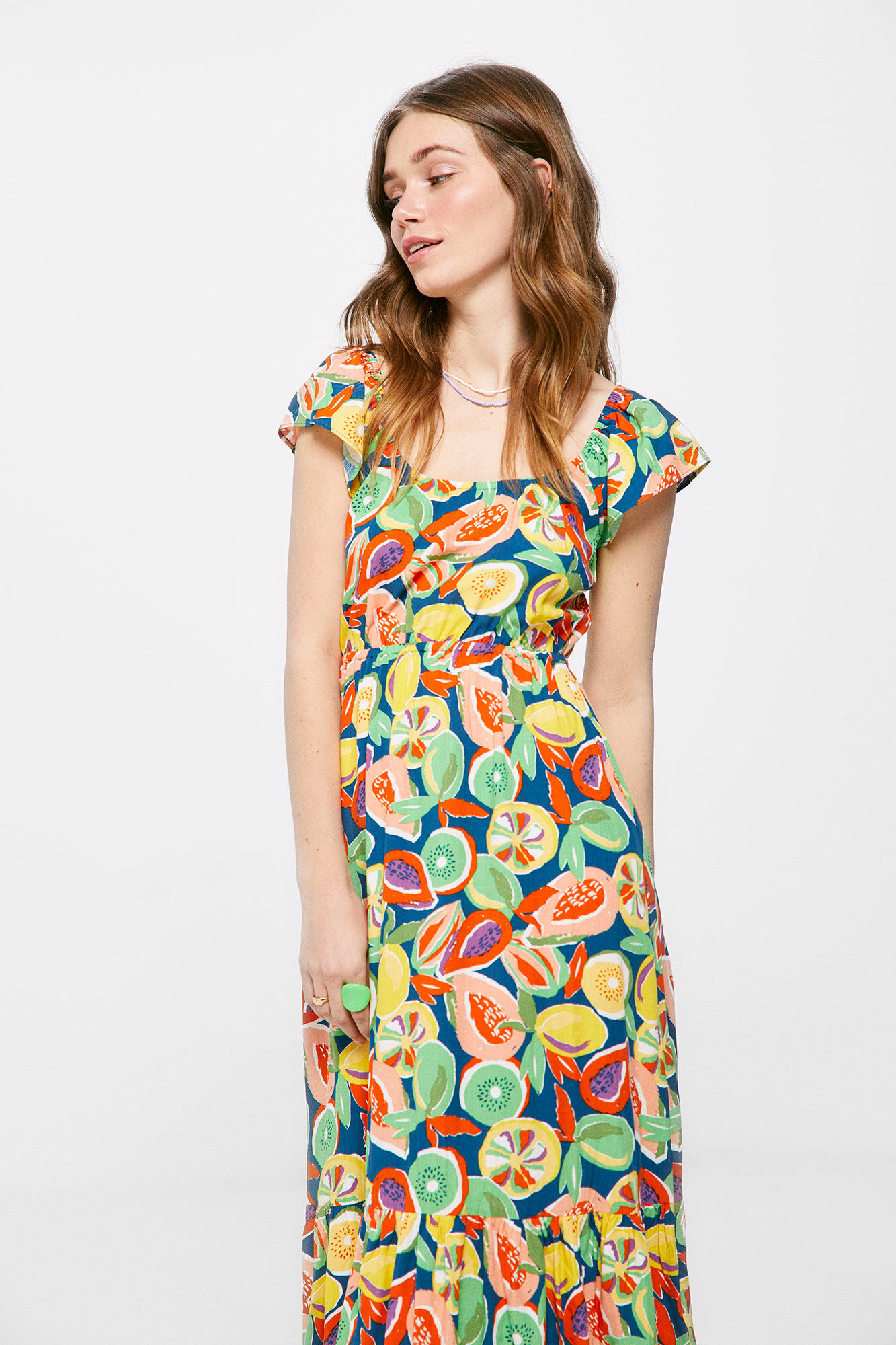 Vestido midi com costas cruzadas - Azul