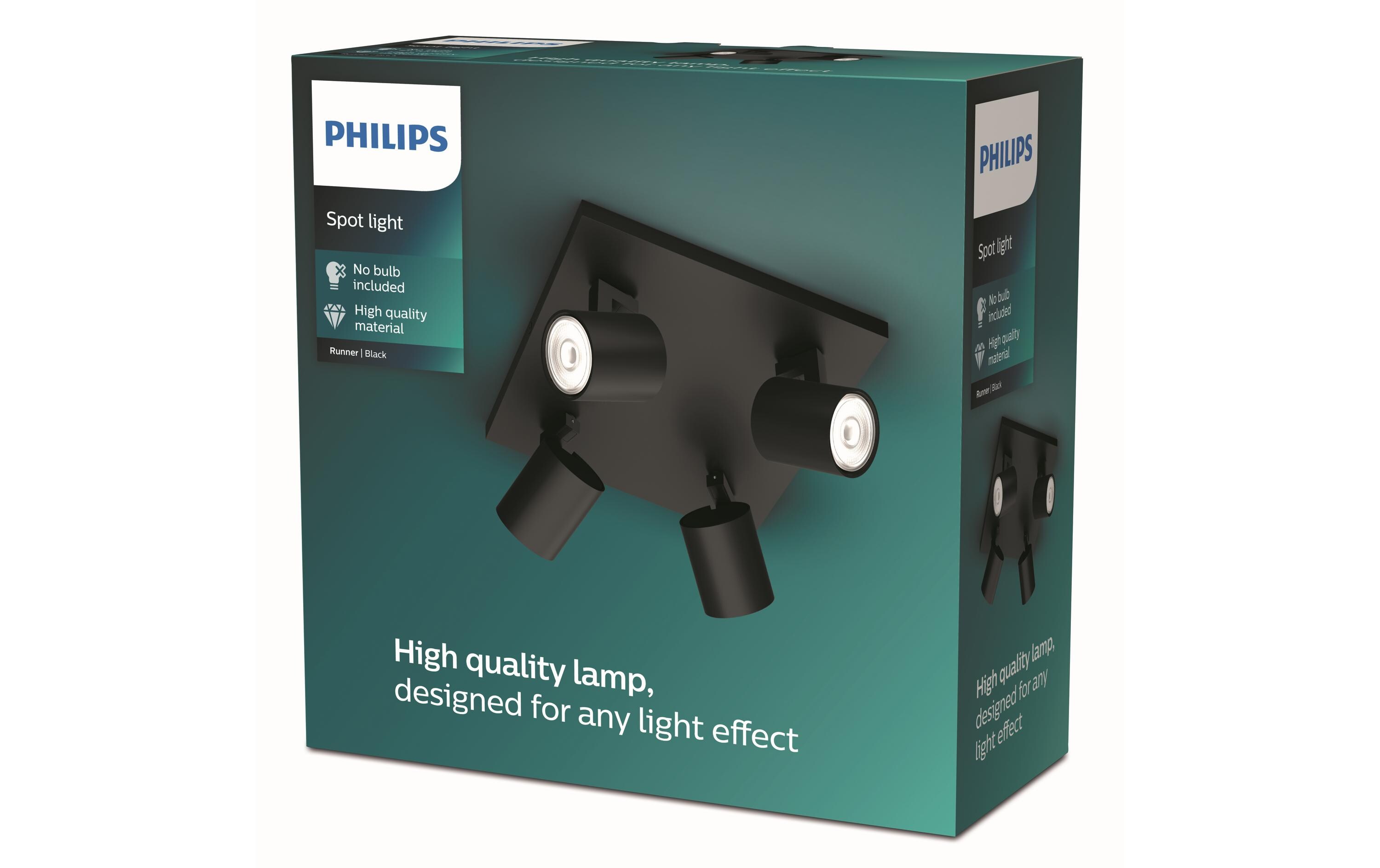 Aufbauspot MyLiving Runner, 4 x GU10, 20W, SchwarzAufbauleuchte mit beweglichem Leuchtenkopf