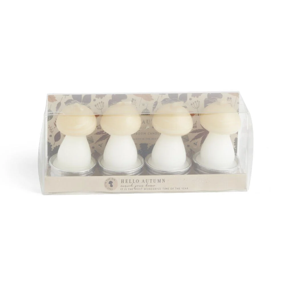 Bougie champignon blanc et jaune 6H x4