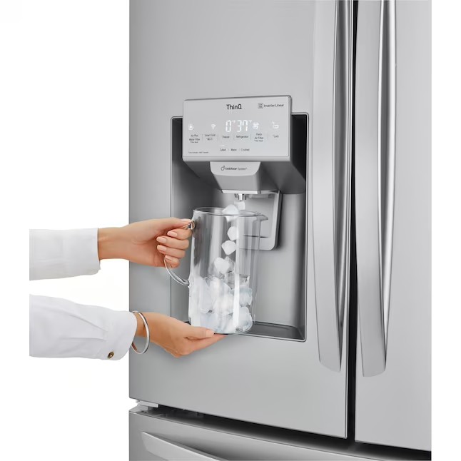 Refrigerador LG Craft Ice Smart com Wi-Fi, 4 portas, 27,8 pés cúbicos, com máquina de gelo dupla (resistente a impressões digitais), certificação ENERGY STAR.