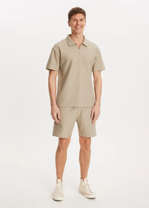 Half zip polo zand (ZAND)