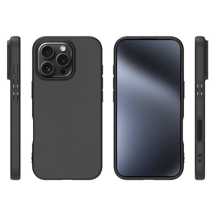iPhone 16 Pro Gummi Case Hülle mit Kameraschutz - Schwarz (Matt)