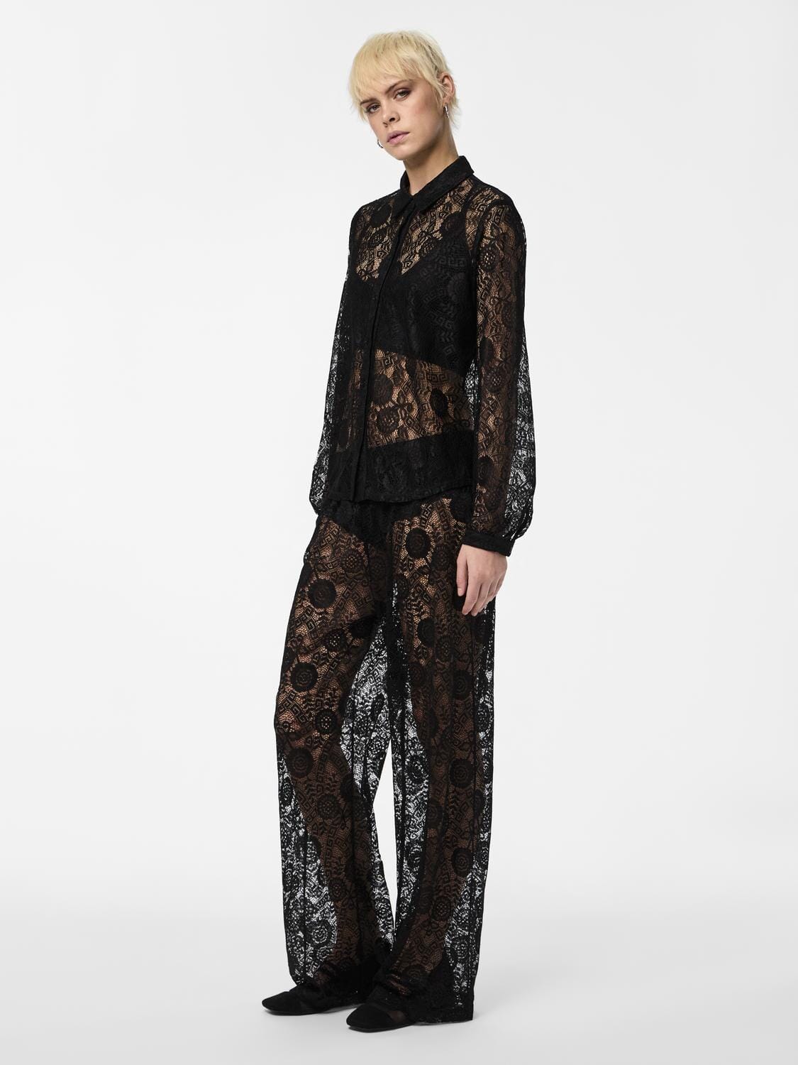 Pieces Pcolline Ls Lace Shirt 4633986 black