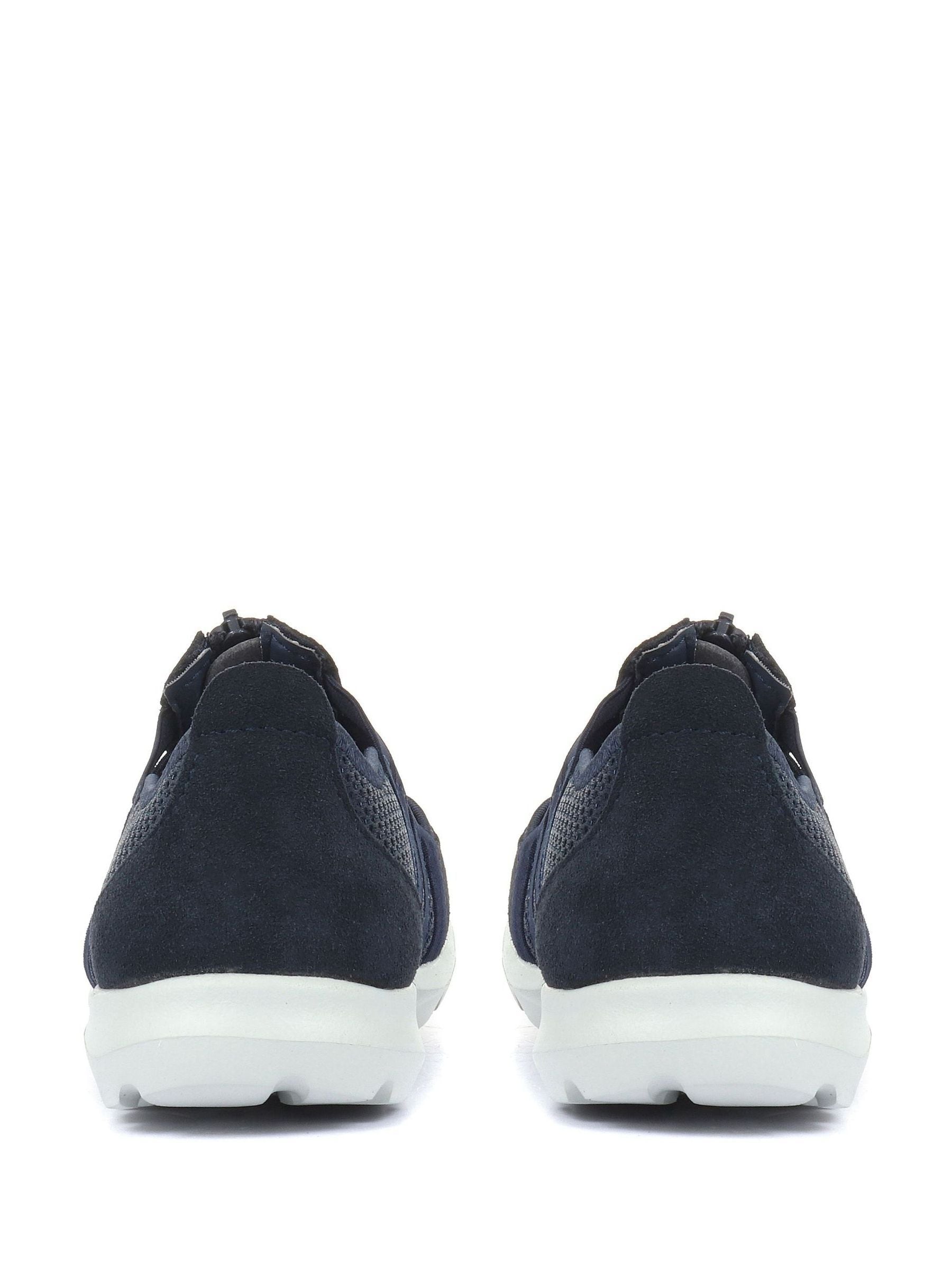 Blauw - Pavers Leather Ladies Wide Fit Casual Slip-On Shoes