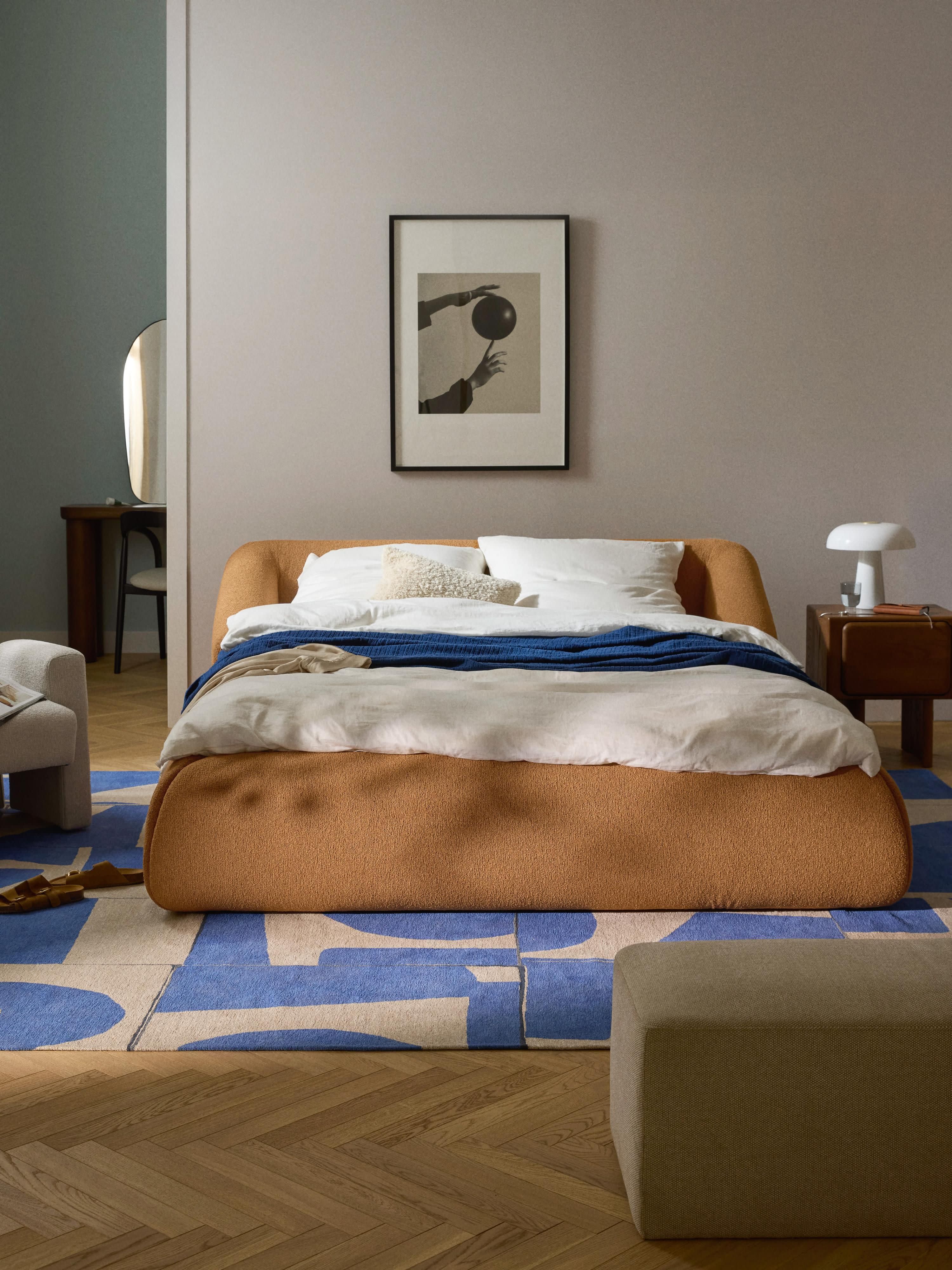 Gestoffeerd bouclé bed Sofia