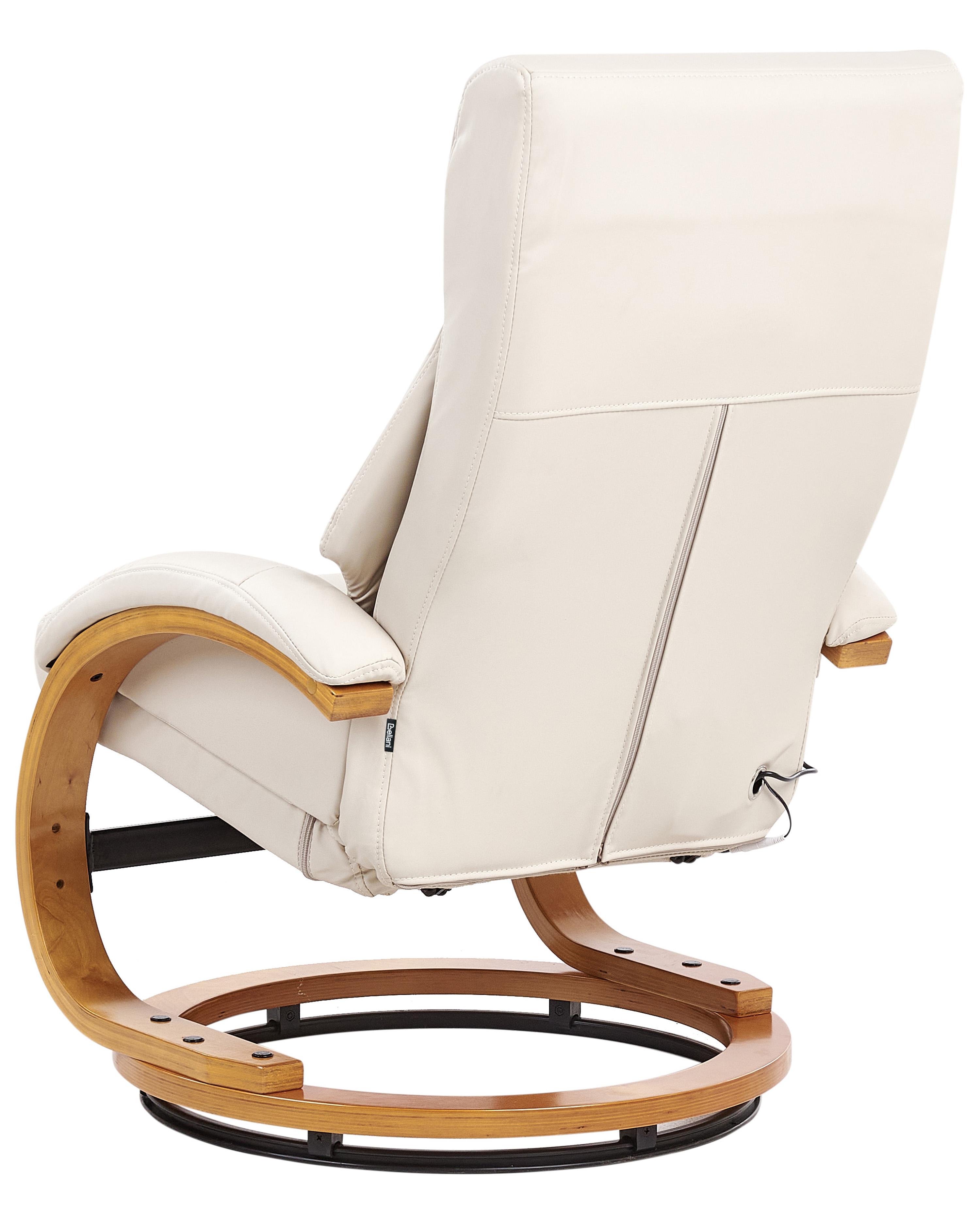Massagestoel FORCE met voetenbank Kunstleer Lichtbeige