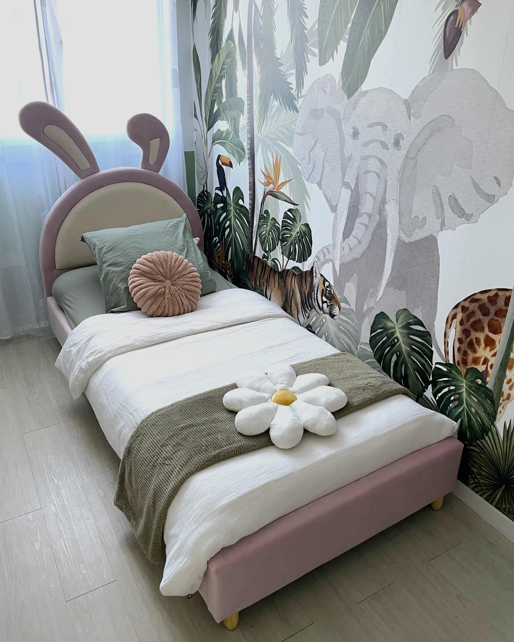 Kinderbed Konijn Fluweel LALLIAS 90 x 200 cm Roze