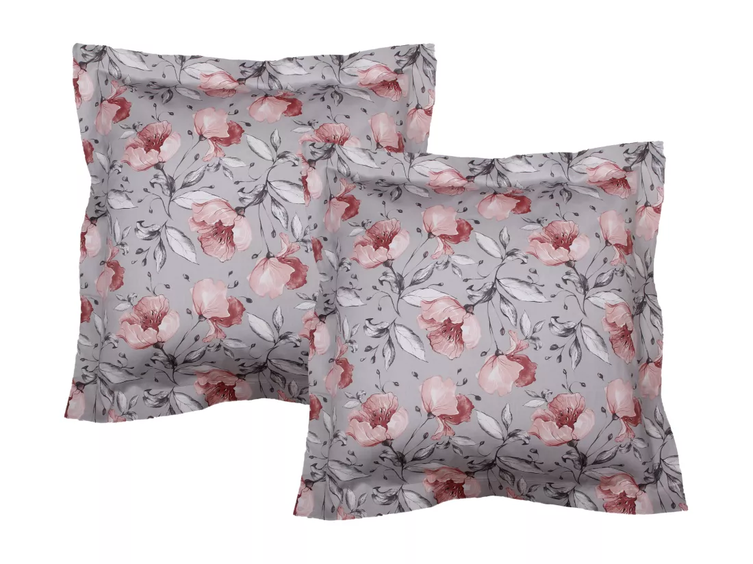 Lot de 2 taies d'oreiller 63x63 cm satin de coton imprimé Floral