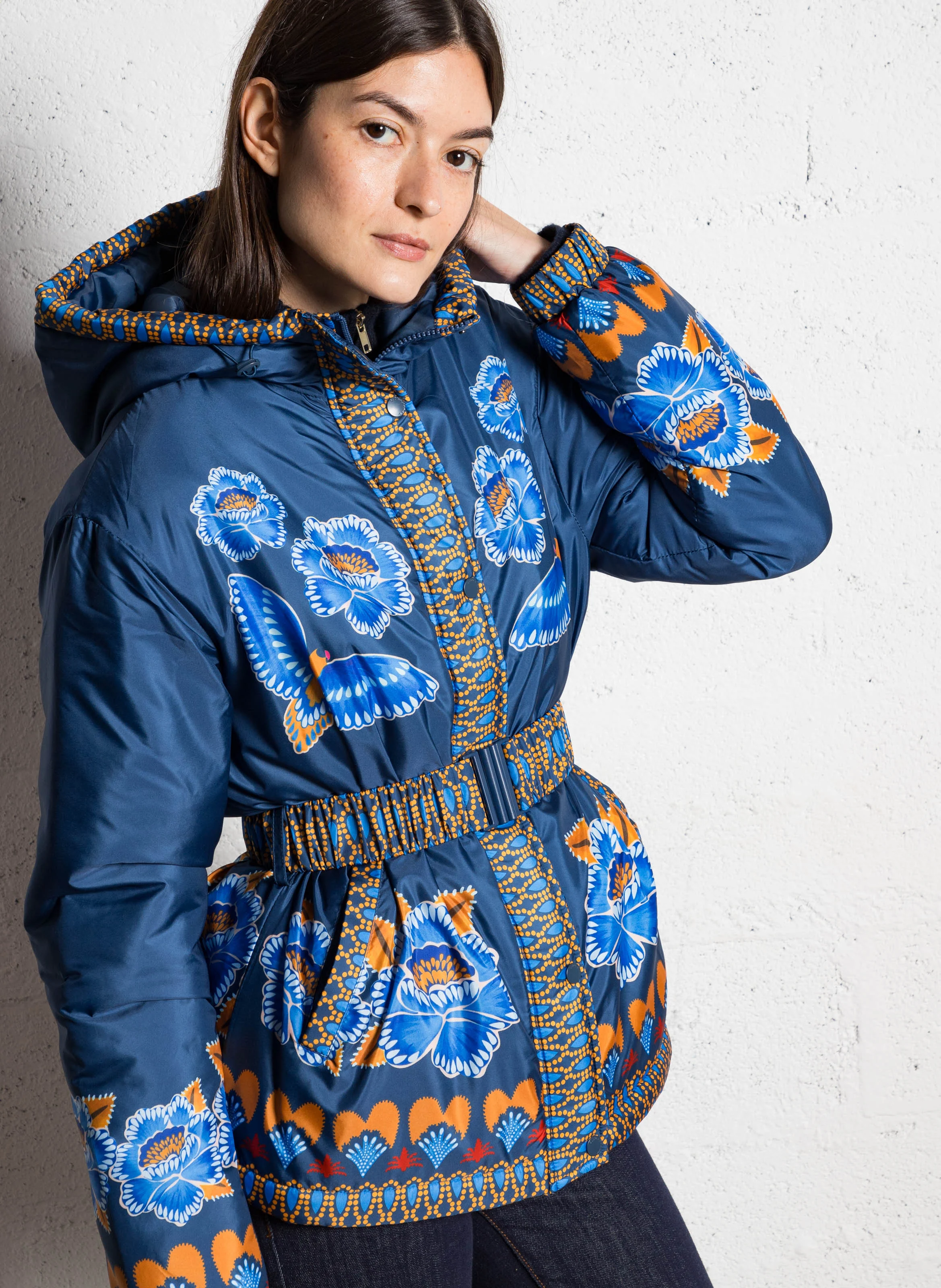 DALEA - Manteau droit à capuche | Bleu