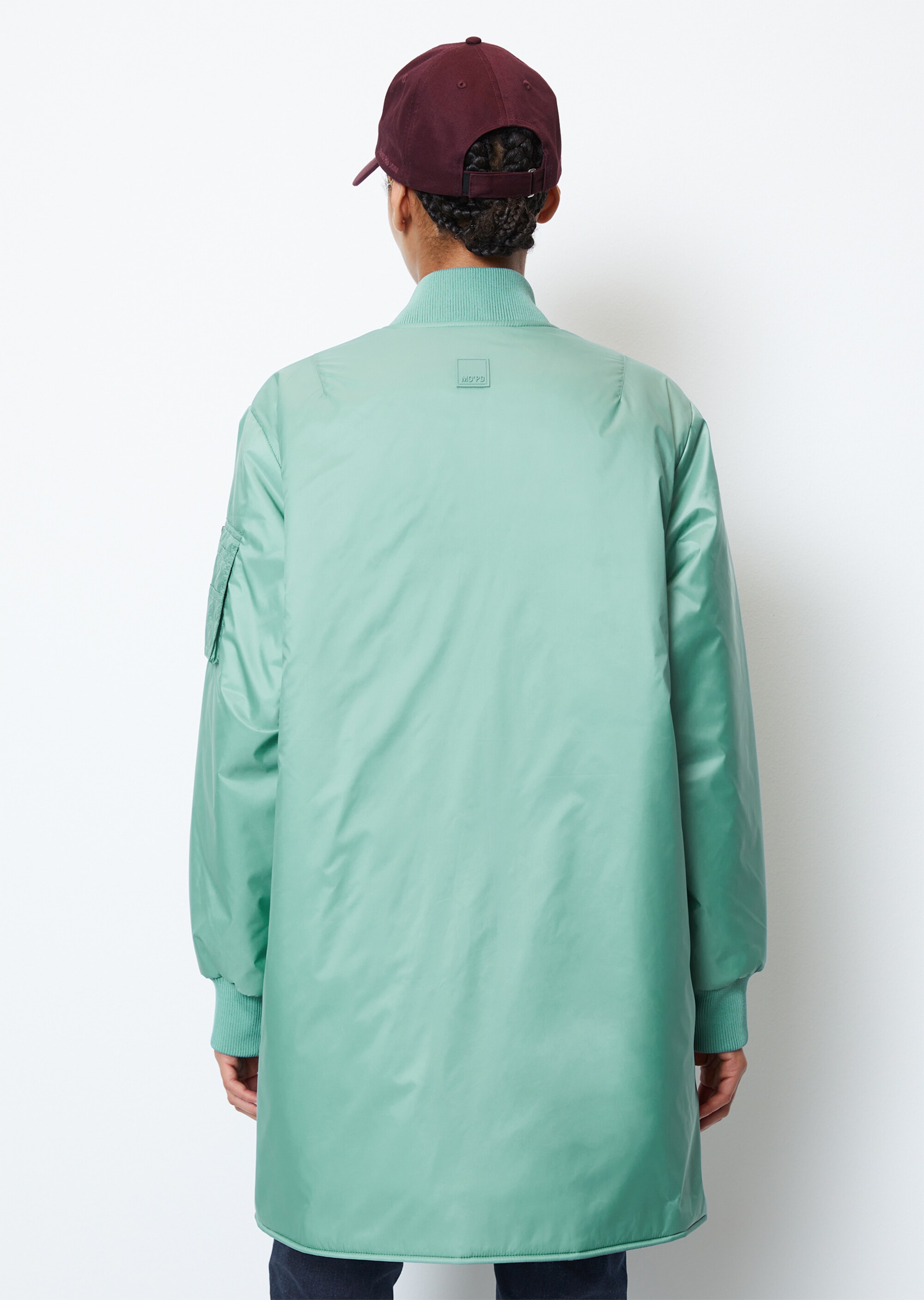 Wattierte Long-Jacke regularim Aviator-Stil