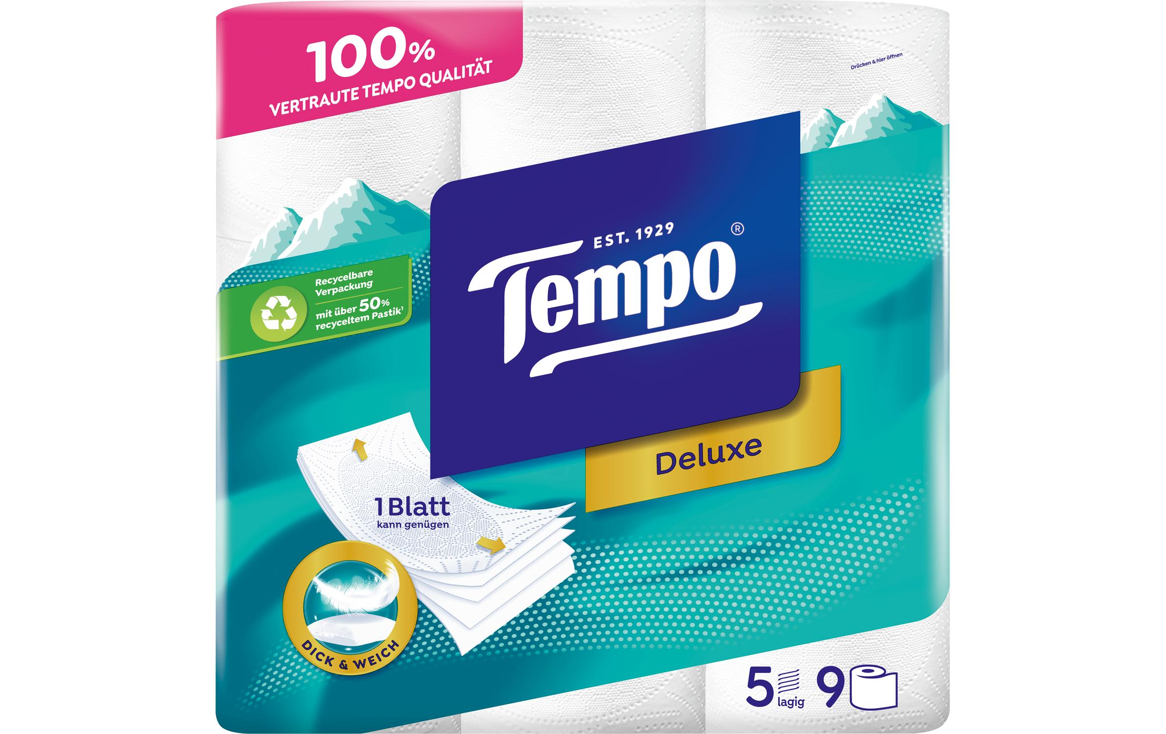 Toilettenpapier Deluxe 9 Rollen, 5-lagig, WeissSorgt für optimale Hygiene