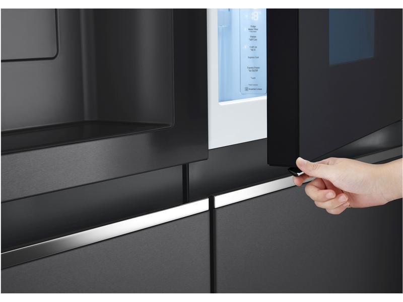 LG Foodcenter GSXV90MCDE Matte Black Steel Side by Side Kühlgerät mit Fenster und Innenbeleuchtung