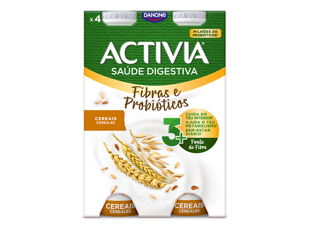 BIFIDUS DANONE ACTIVIA LÍQUIDO FIBRAS E CEREAIS 4X155G