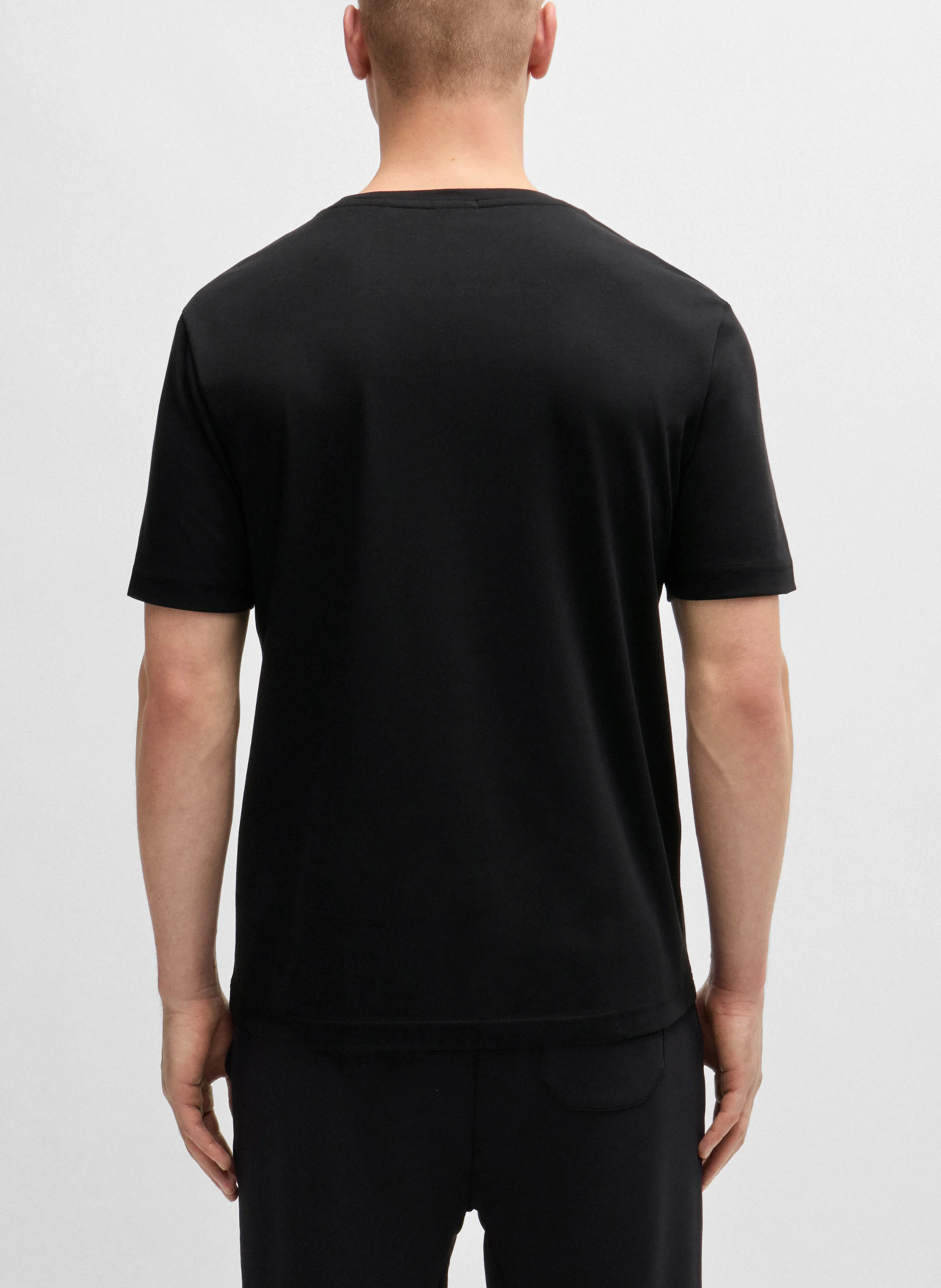 Tee-hirt col rond imprimé en coton| Noir