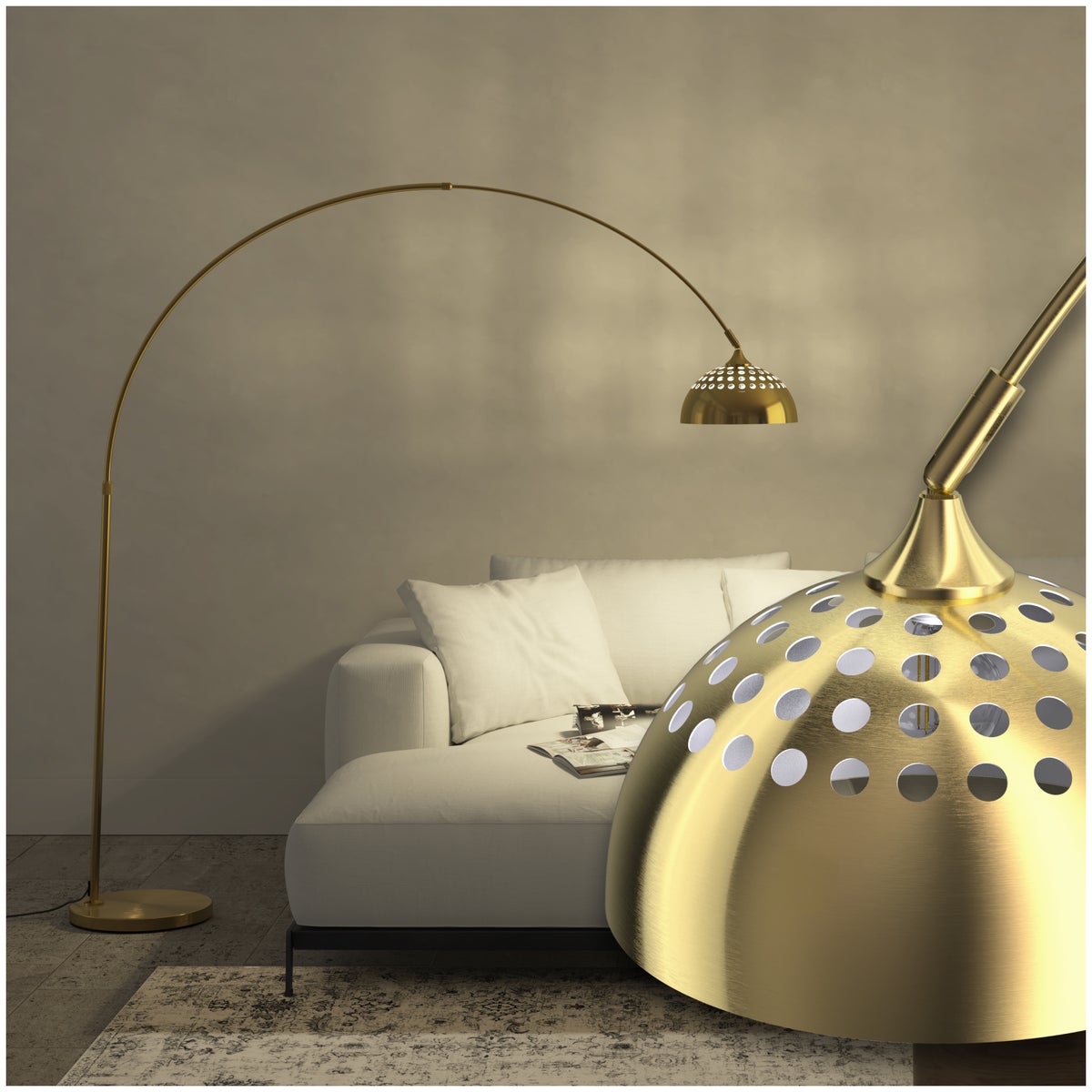 tectake Arcus booglamp, jaren 70 retrostijl, hoogte verstelbaar 187 - 206 cm