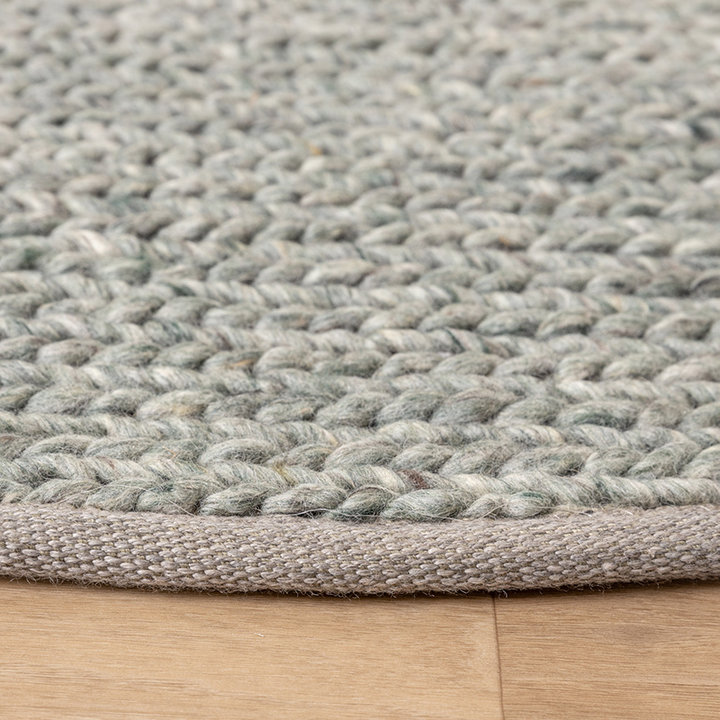 Rond wollen vloerkleed - Twist Groen | Visgraat motief