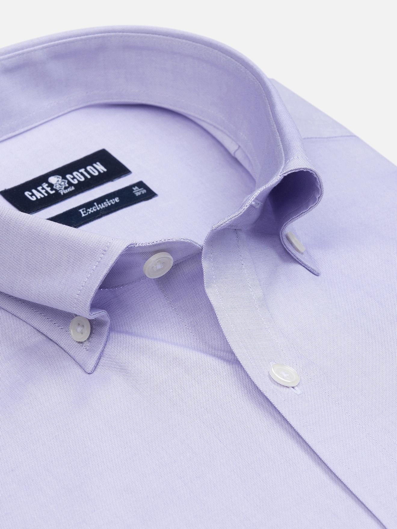 Chemise en pin point parme - Col Boutonné