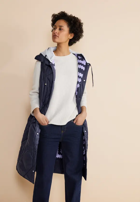 Gesteppte Long Weste - gravity blue