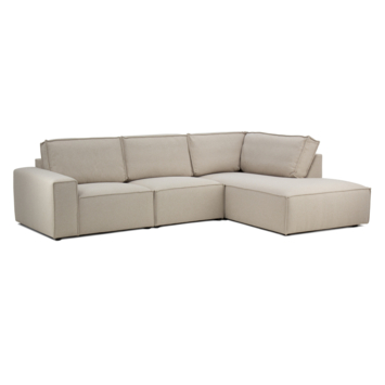 KARWEI modulaire bank James eindstuk hoek lang rechts grof geweven beige polyester