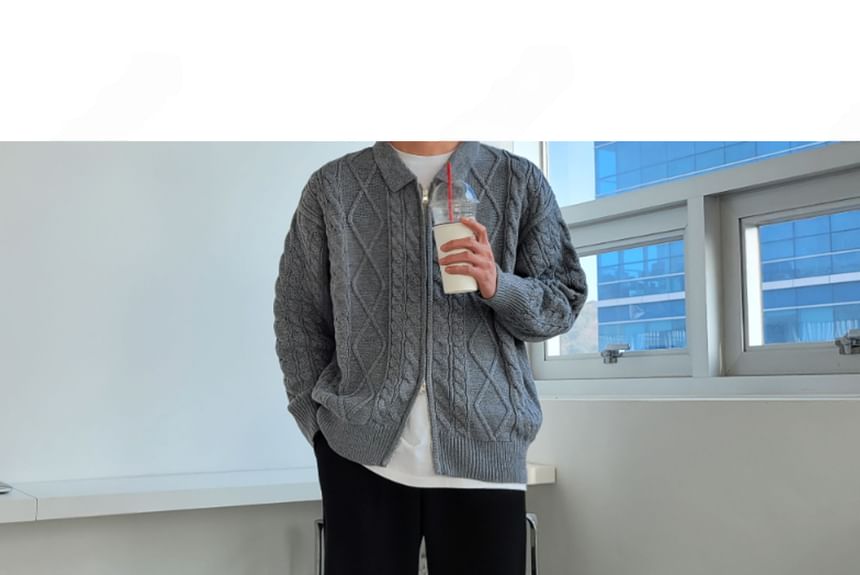 SeoulPop - Unisex kabelgebreid vest met rits