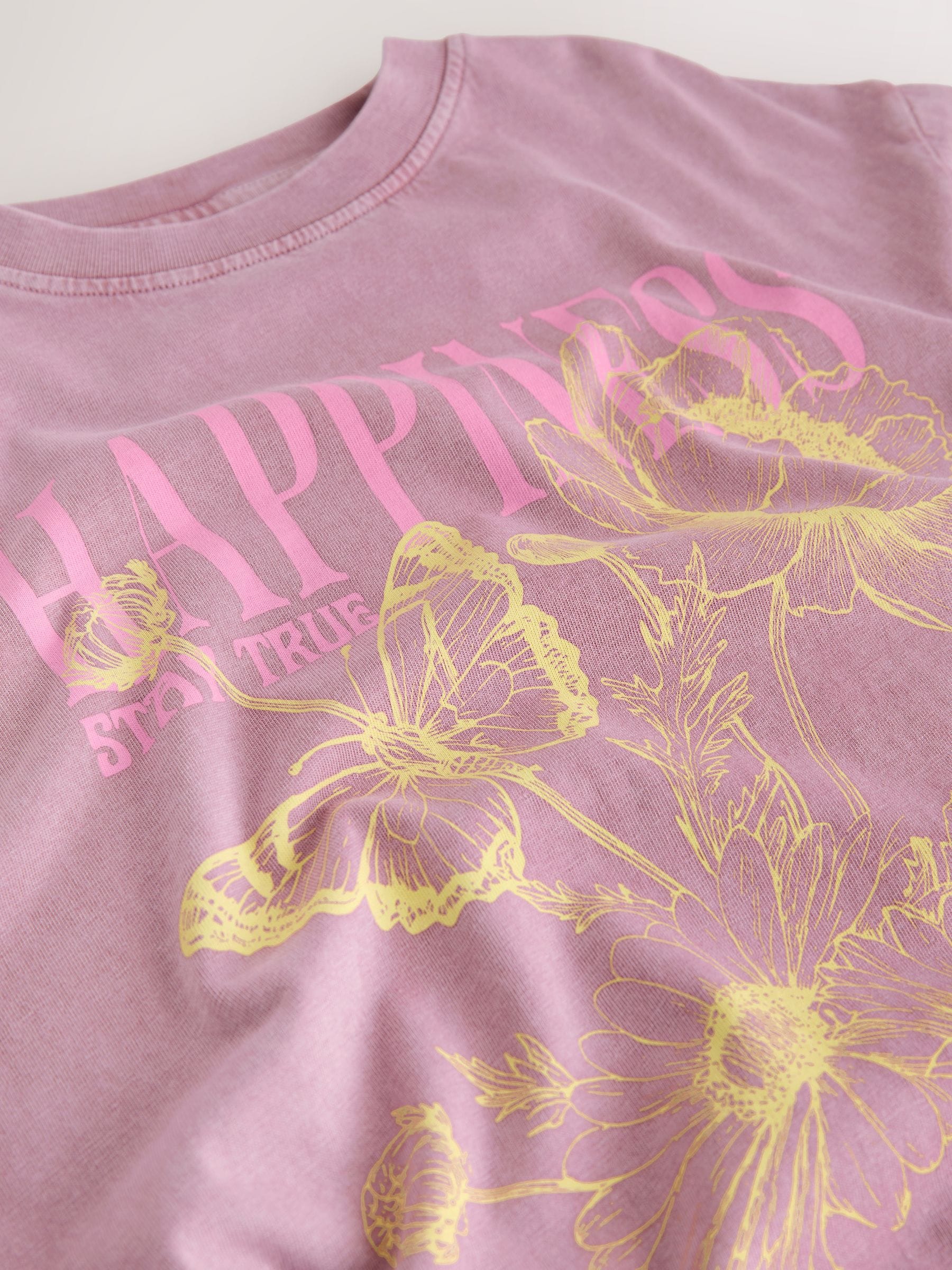 Roze - Oversized T-shirt met grafische print (3-16jr)