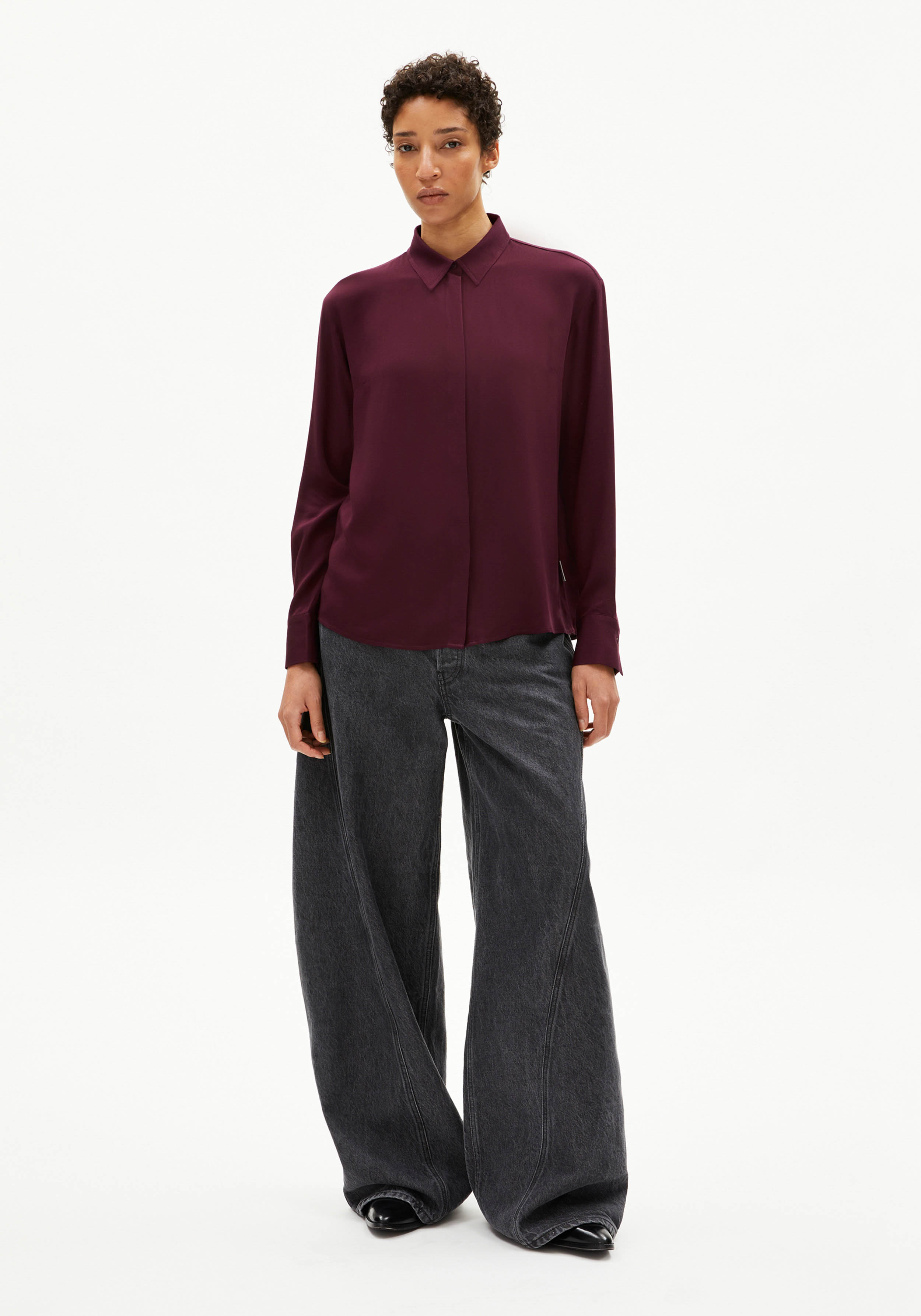 Armedangels Bluse Larisaana Longsleeve Dark Cranberry