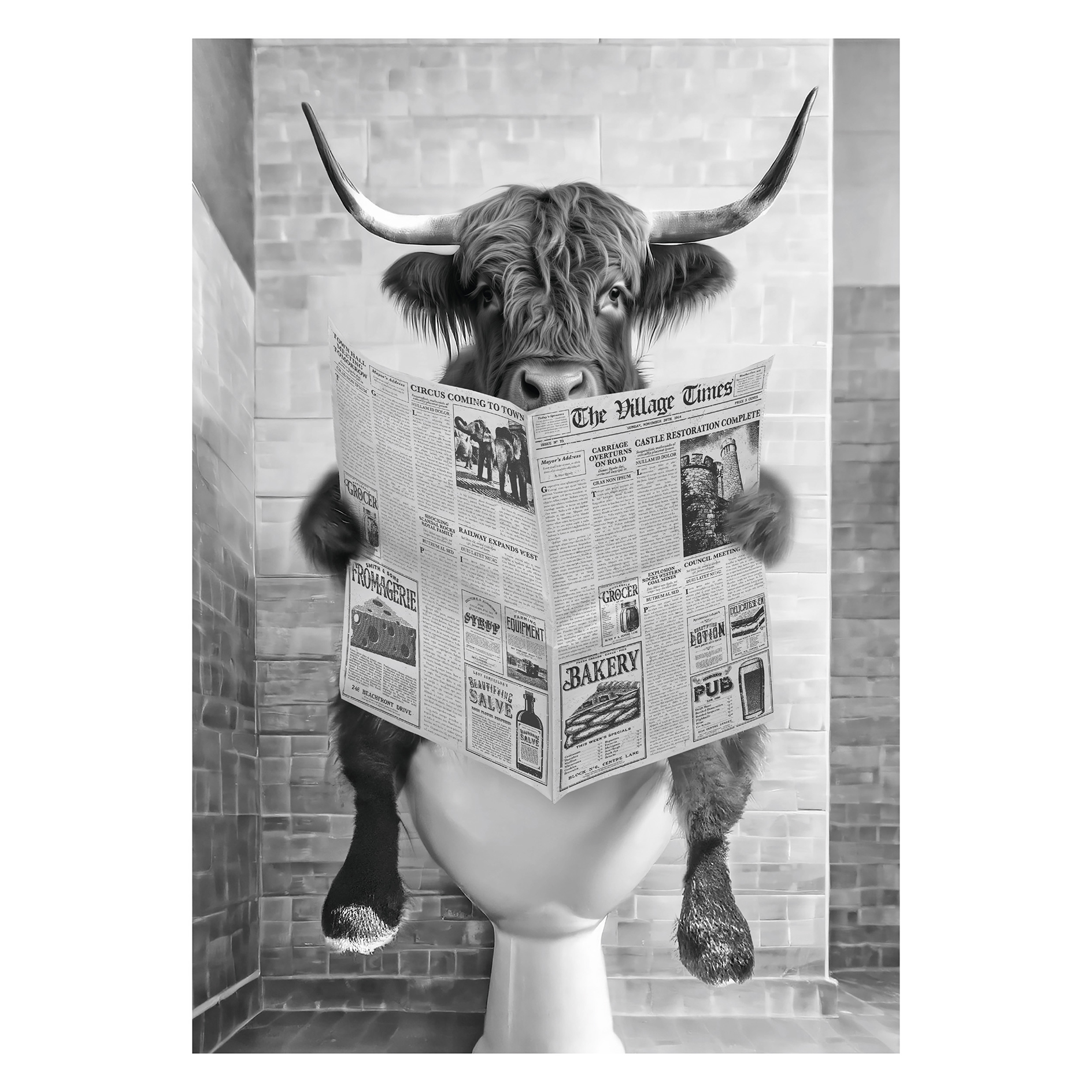 Gerahmtes Bild HIGHLANDER TOILET - 50x70 cm