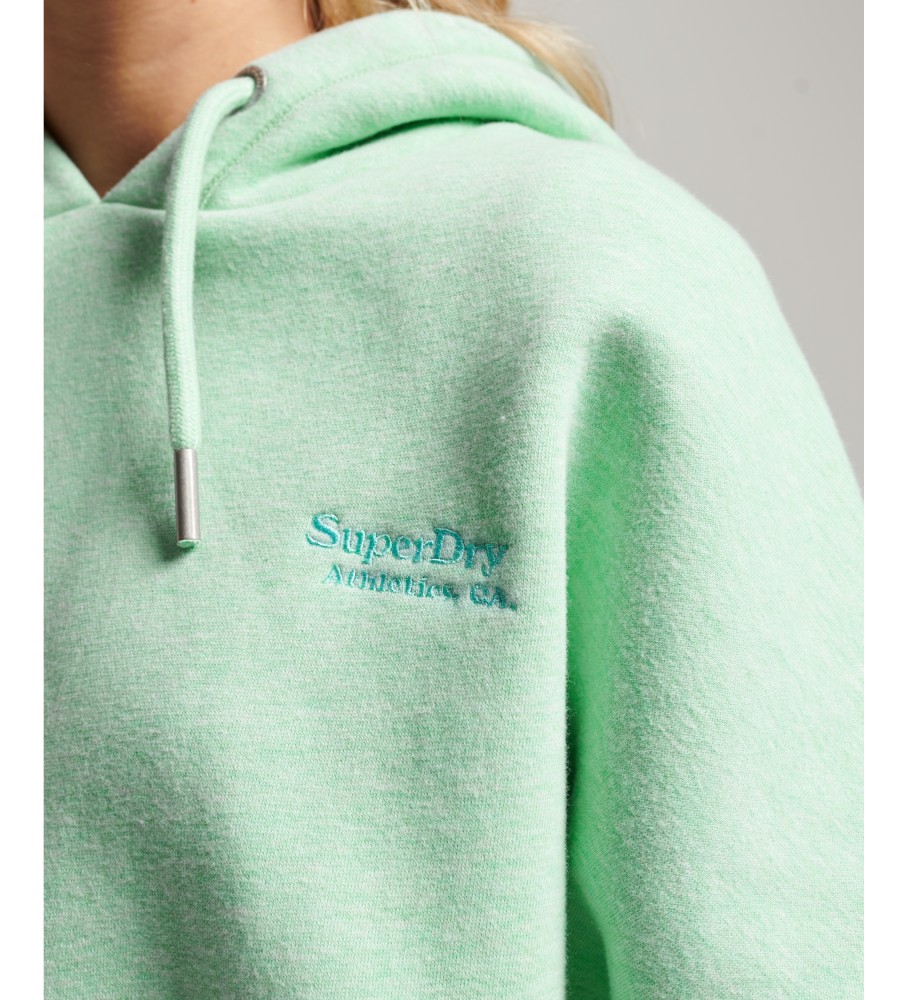 Moletom cropped com capuz e logo vintage da Superdry na cor verde.