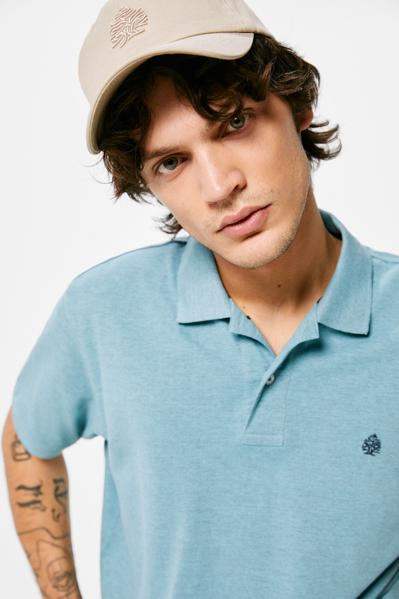 Camisa polo piqué turquesa
