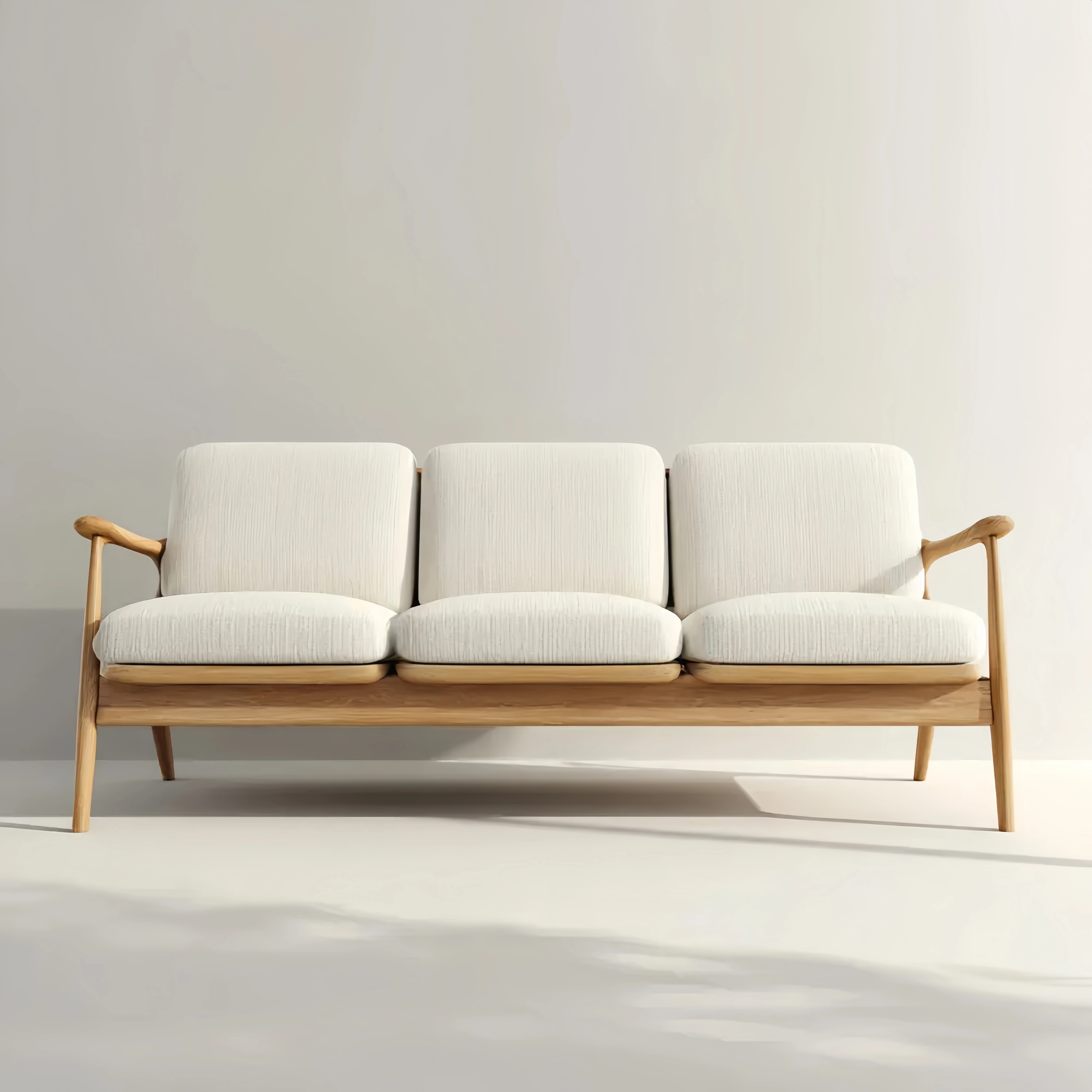 3-Sitzer-Sofa 200x85x75 cm Holzrahmen Stoffpolsterung – Weiß – Skandin