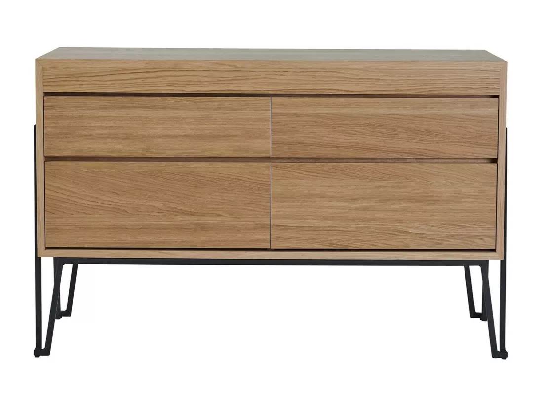 Meuble sous vasque en bois et métal 4 tiroirs L120 - BRIGHTON