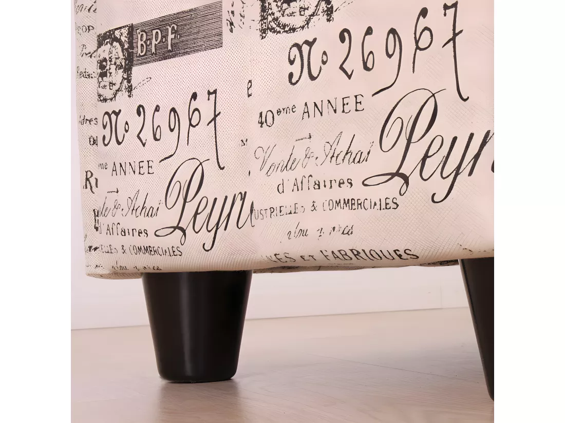 Coffre de rangement Kriens, crème / jacquard noir
