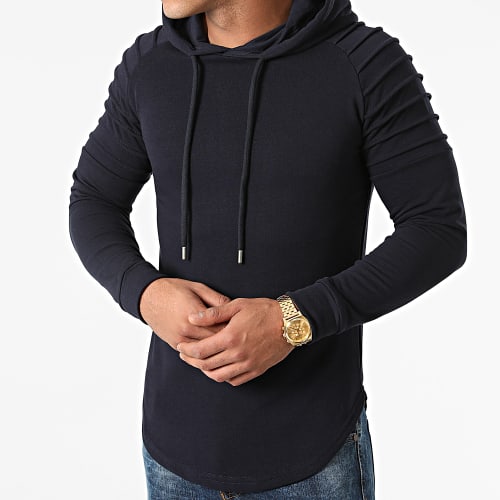 Lot De 2 Sweats Capuche Oversize 1288 Blanc Et Bleu Marine