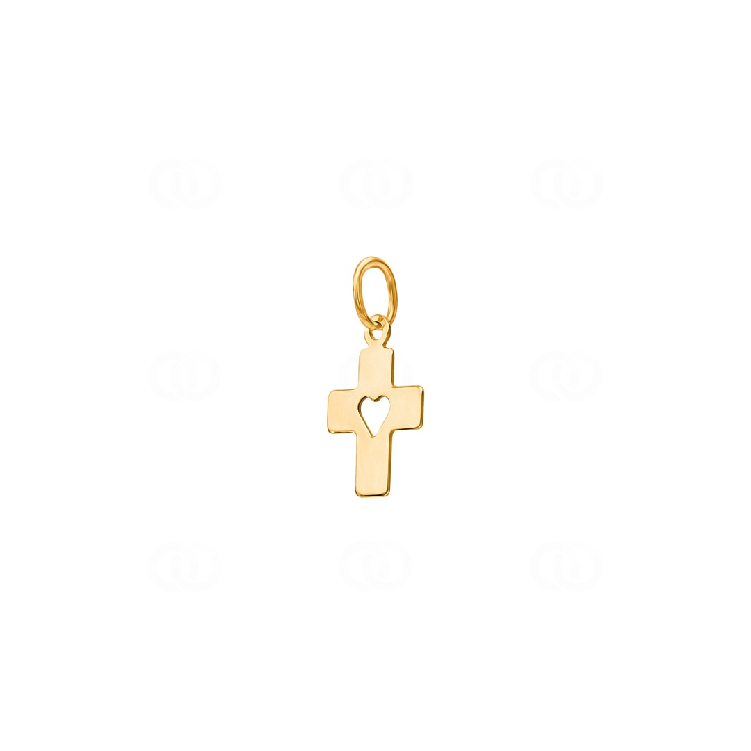 Kreuzanhänger 750/18 K Gelbgold mit Herz
