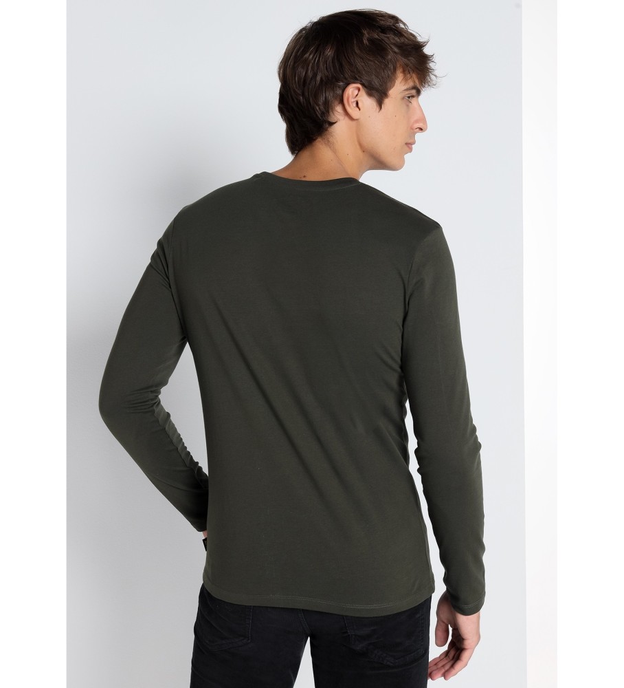 Camiseta básica de manga comprida verde Lois