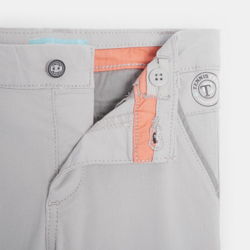 Bermuda toile unie et ceinture rayée gris bébé garçon Gris ou noir