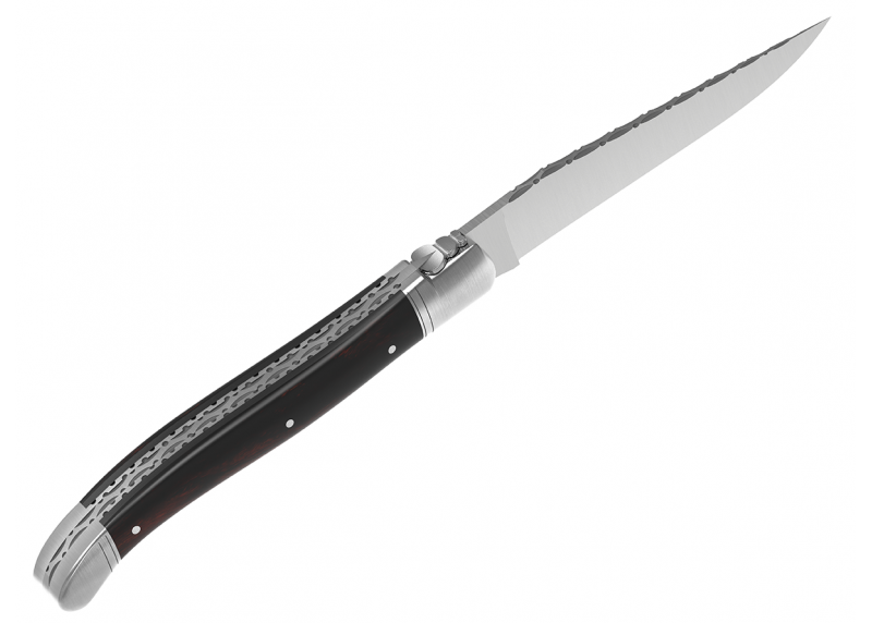 Couteau Laguiole prestige avec un manche en bois de fer et mitres en acier inoxydable