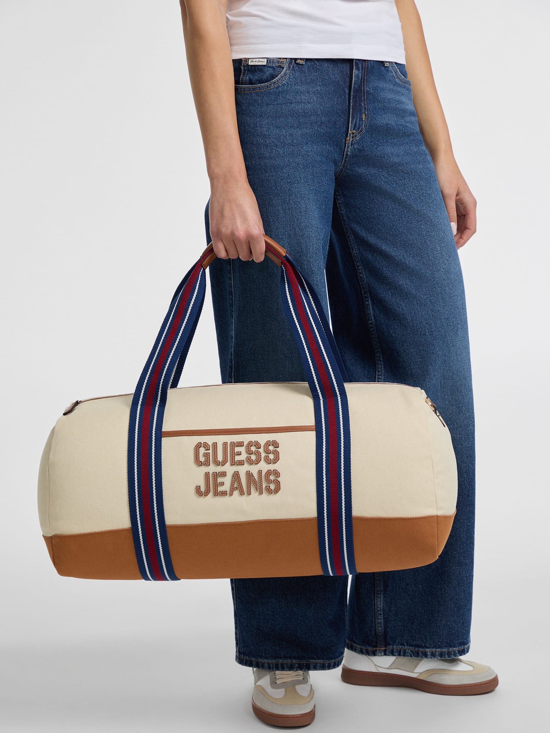 Bolsa de viagem de fim de semana com blocos de cores
