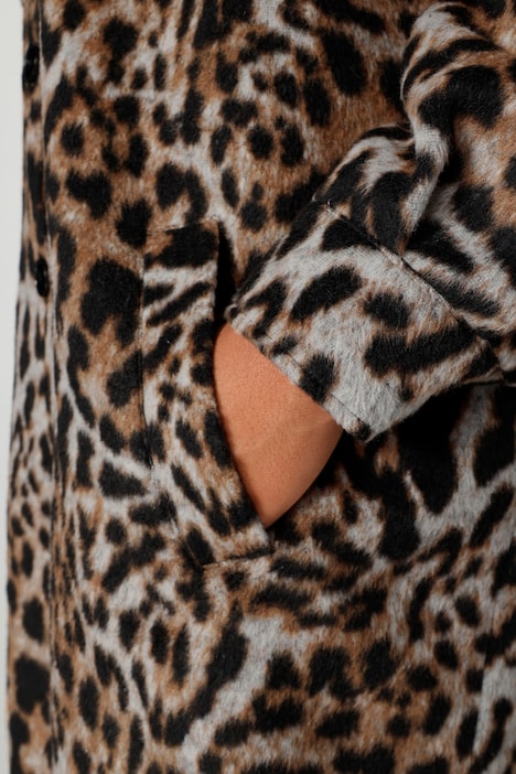 Hemdmantel, oversized, Leo-Print, Hemdkragen, Langarm