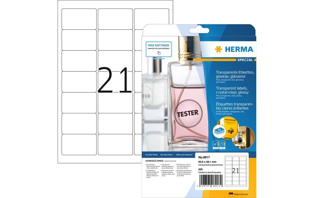 Folien-Etiketten 63.5 x 38.1 mm, 25 BlattTransparentes Druckeretikett