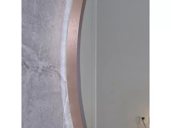 Miroir salle de bain LED rond 80cm anti buée avec cadre cuivré LB-4647RG