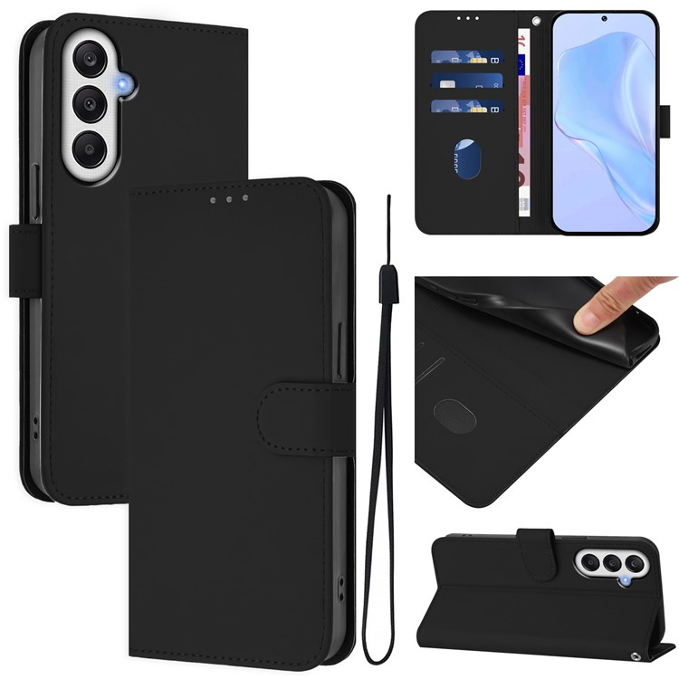 Samsung Galaxy S24 FE Leder Tasche Flip Cover mit Kartenfächer - Schwarz